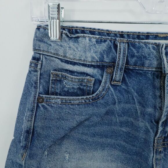 Extra Small Denim Shorts Blue Raw Hem Boho Festival Coastal Summer Distressed‎ - Picture 8 of 16